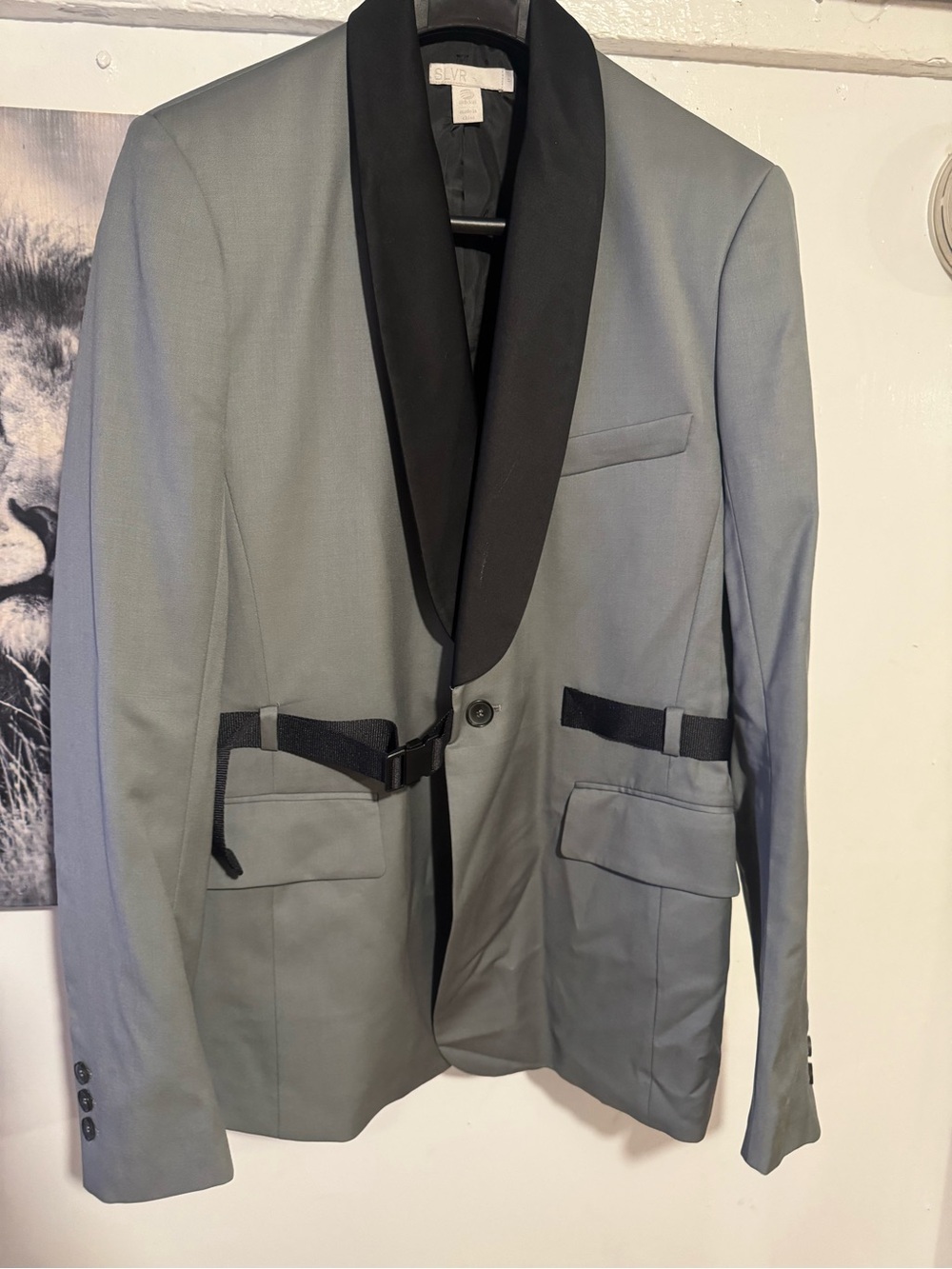 adidas Gray Blazer with Black Shawl Lapel